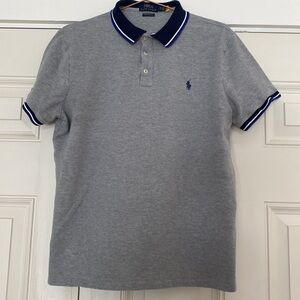 Polo by Ralph Lauren Heather Gray Polo with Dark Blue Accents